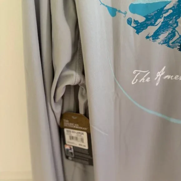 American Outdoorsman Mens TShirt UPF 50 Long Sleeve Fishing in Light Gray - Picture 3 of 3